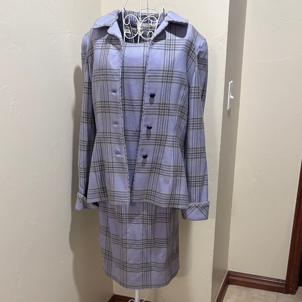 Peggy Jennings Lavender Plaid Blazer and Skirt Set